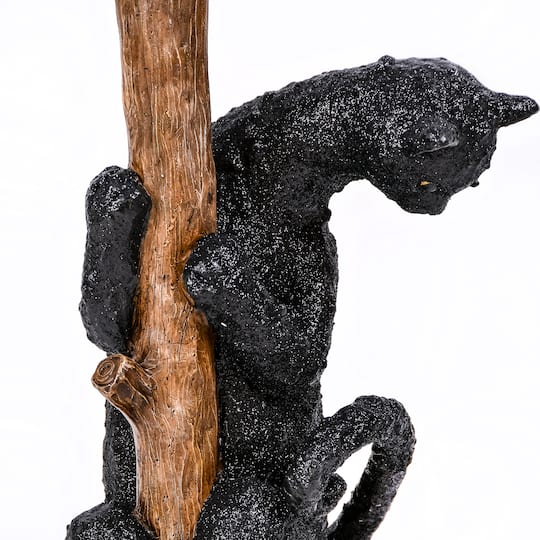 13'' Black Cat Climbing Broom Halloween Décor